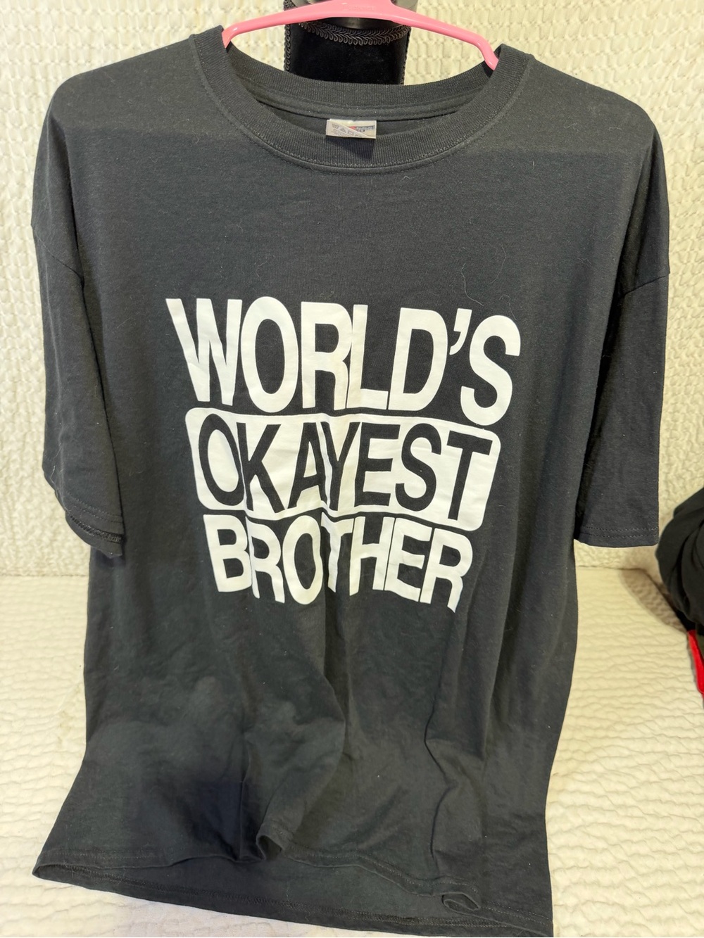 Jerzees Black Short-Sleeve 'World's Okayest Brother' Graphic Tee